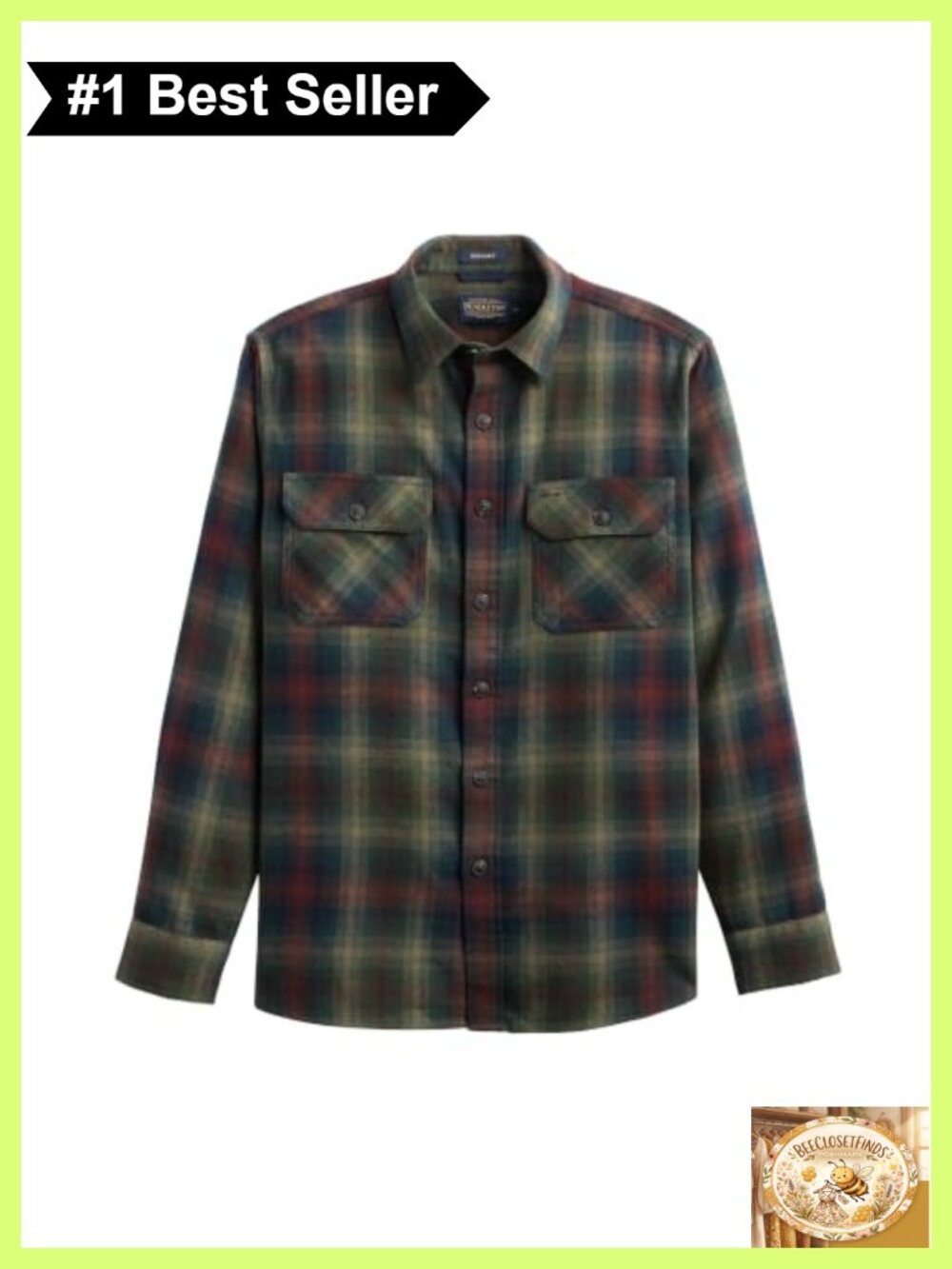 Men's Double-Brushed Cotton Flannel Shirt Long Sleeve Button Down